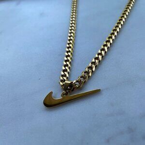 Nike Necklace - Nike Swoosh Pendant - 5mm Cuban - 22" Cuban Chain - Y2K